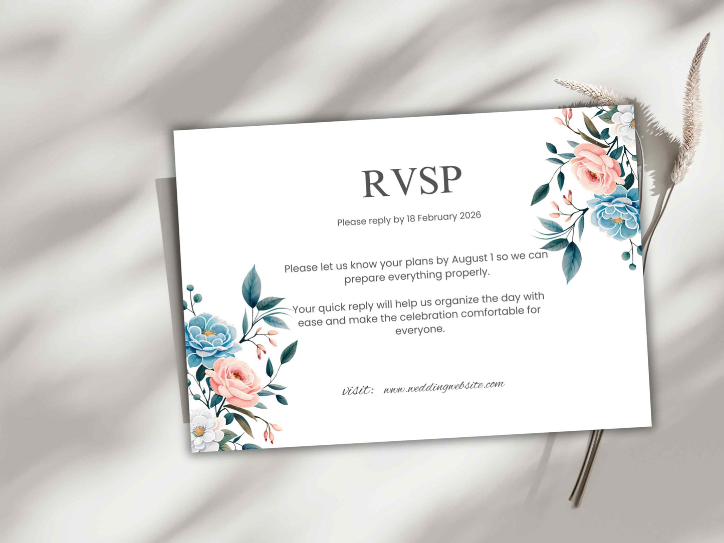 Wedding Invitation Bundle, RSVP, Thank You Card, Table Card, Menu Card, Reception Card, Details Card. WI238