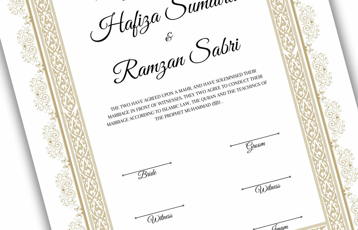 Printable Nikkah Contract Template a3 a4 | Islamic Marriage | PDF Muslim Marriage Contract | Authentic Islamic Wedding Sign Agreement. NN120