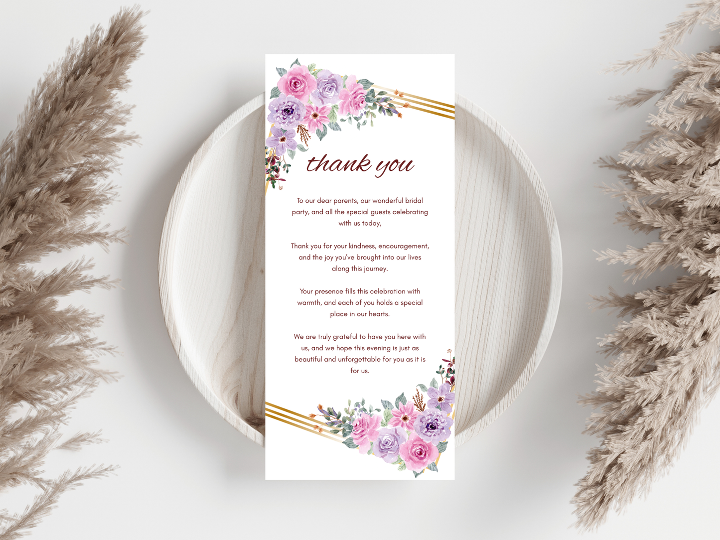 Wedding Thank you Card, Menu Card, Table Card. WI316