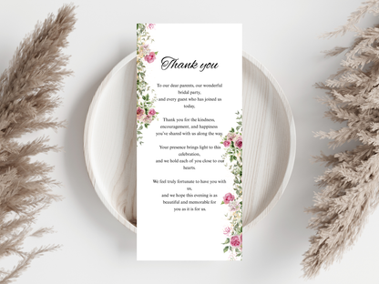 Wedding Thank you Card, Menu Card, Table Card. WI296