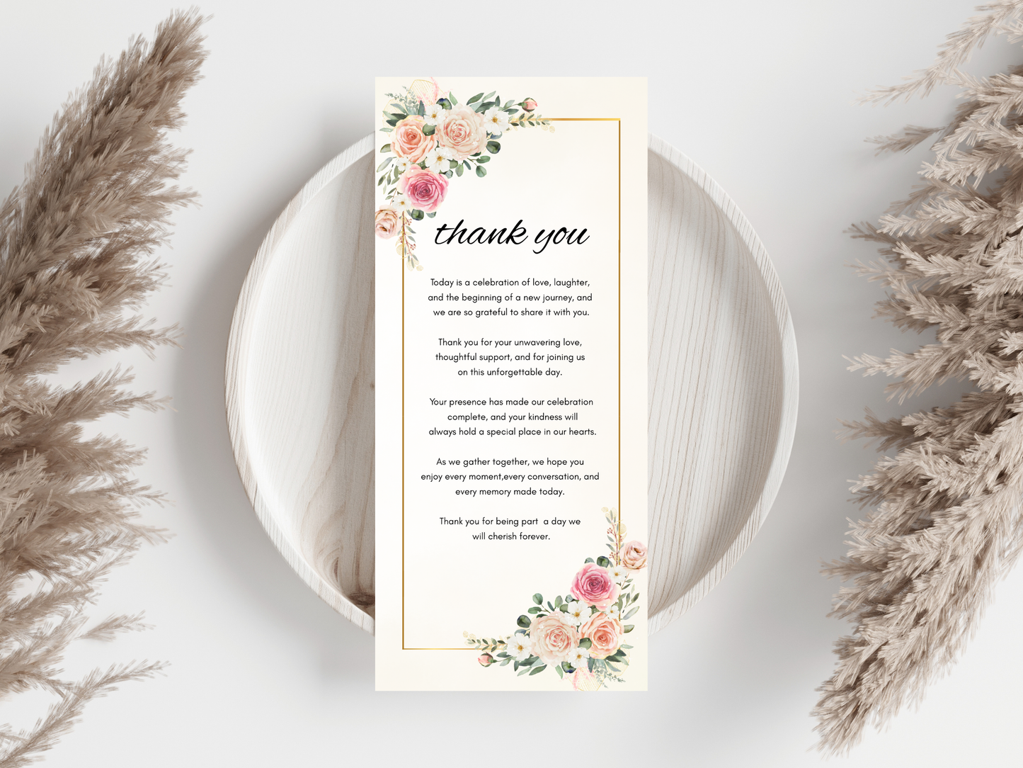 Luxury Wedding Menu, Thank You & Table Cards,  Editable Canva Template WI398