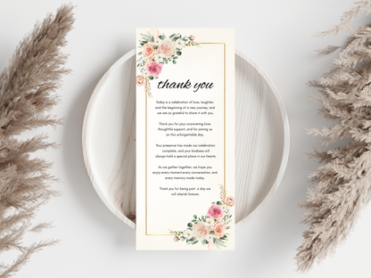 Luxury Wedding Menu, Thank You & Table Cards,  Editable Canva Template WI398