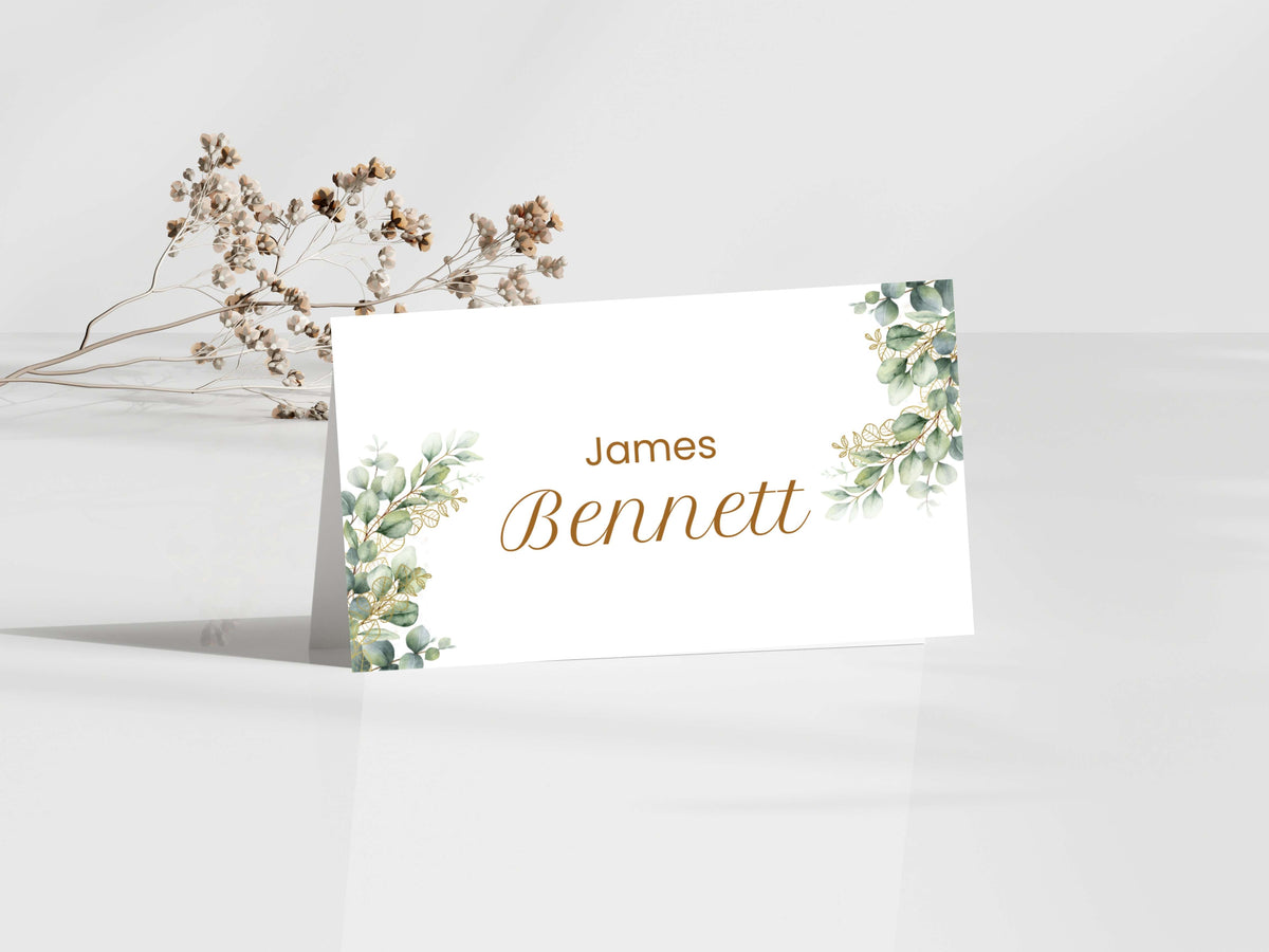 Boho Greenery Wedding Menu Template | Eucalyptus Place Card & Thank You Card | Minimalist Wedding Printable Set | Instant Download. WI188