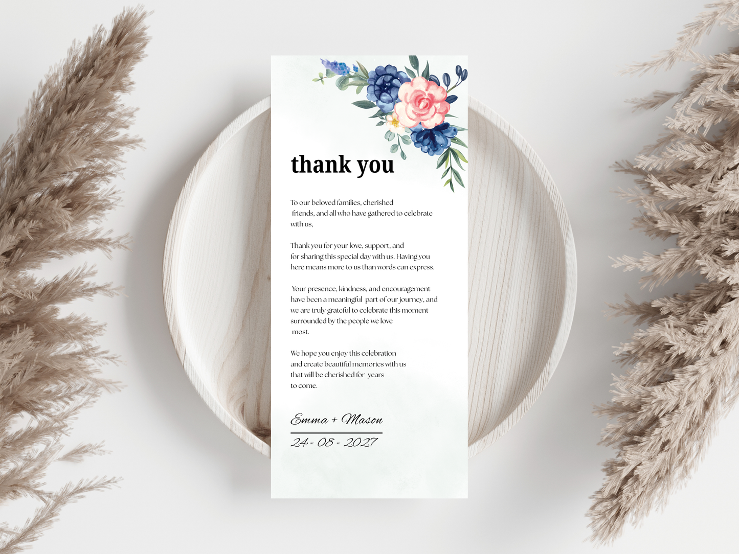 Wedding Menu, Thank You, Table Cards (Editable Canva Template) WI390
