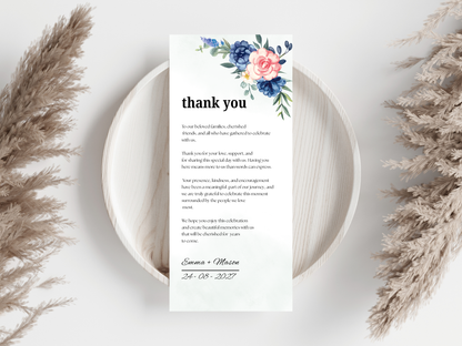 Wedding Menu, Thank You, Table Cards (Editable Canva Template) WI390