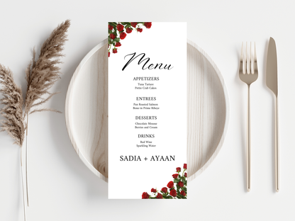 Wedding Menu Card Template, Table Card Thank you Card. WI265