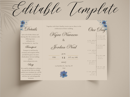 Gatefold Wedding Invitation Template, Menu Card, Thank you Card, Place Card, Name Card WI268