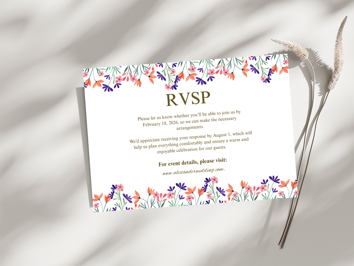 Wedding Invitation Bundle, RSVP, Thank You Card, Table Card, Menu Card, Reception Card, Details Card. WI260