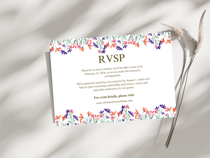 Wedding Invitation Bundle, RSVP, Thank You Card, Table Card, Menu Card, Reception Card, Details Card. WI260