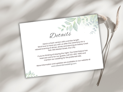 Wedding Invitation Set, RSVP, Dark Floral, Wedding Invitation, Details, Editable, Template, WI238