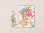 Editable Young wild and three Groovy Birthday Invitation EDITABLE Girl Daisy Rainbow Groovy 3rd Invite Hippie Party Template Instant. WEIB86