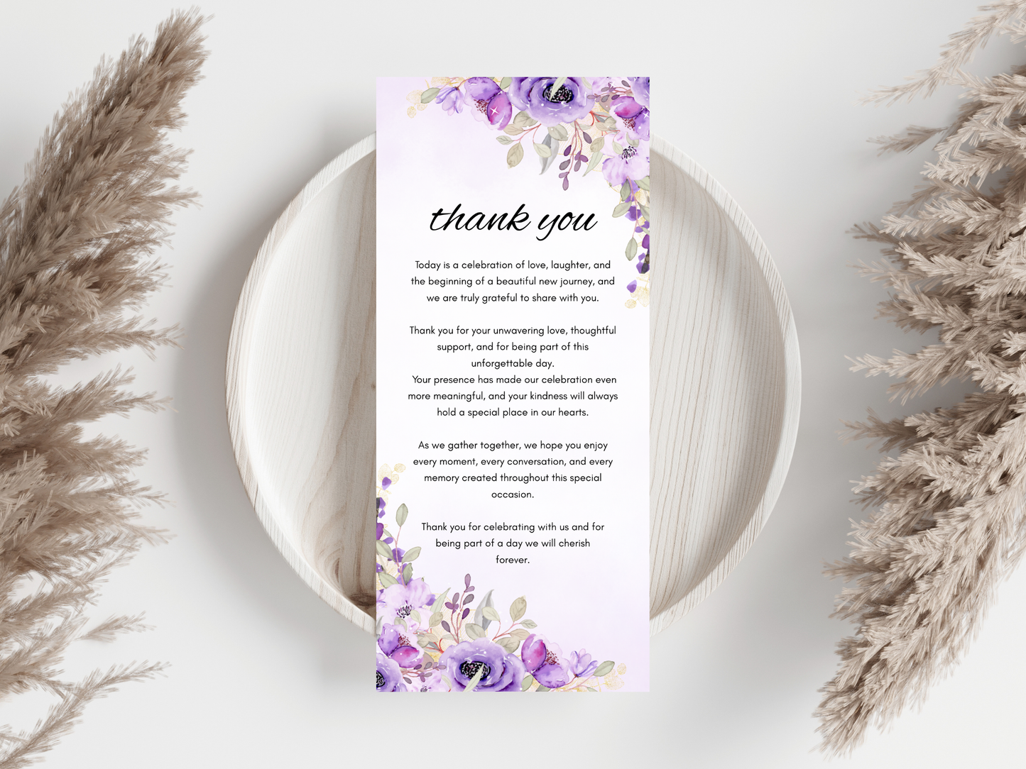 Wedding Menu, Thank You & Table Cards, Editable Canva Template WI400