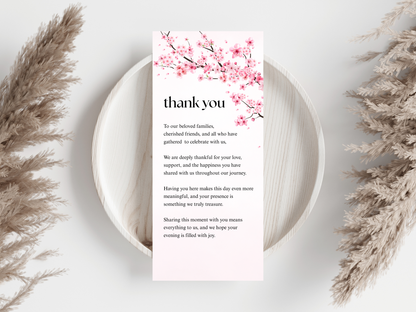 Wedding Thank you Card, Menu Card, Table Card. WI359