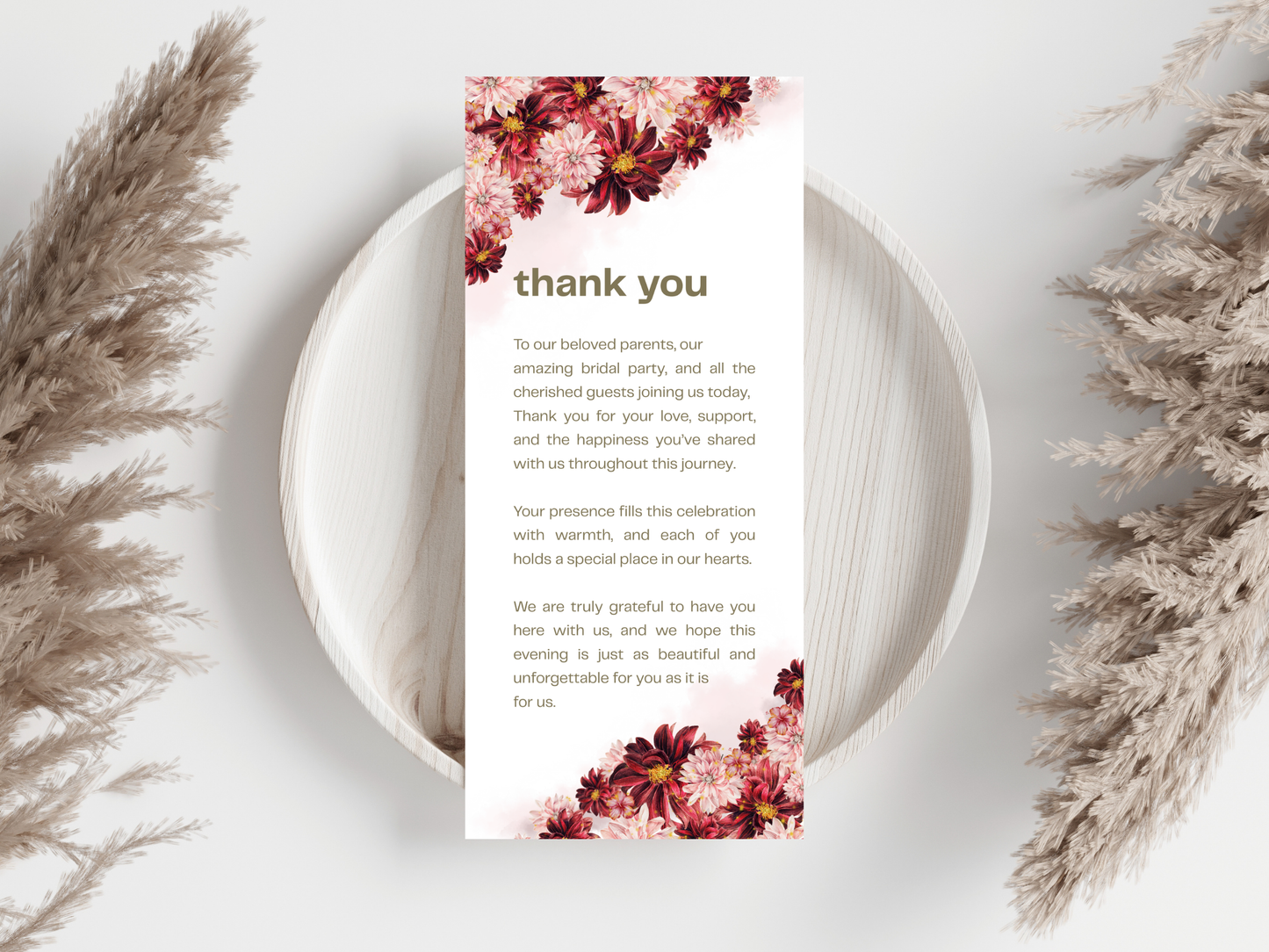 Wedding Thank you Card, Menu Card, Table Card. WI308