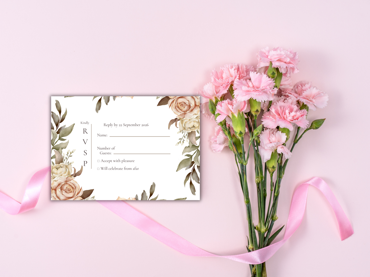 Wedding Invitation Set, RSVP, Dark Floral, Wedding Invitation, Details, Editable, Template, WI219