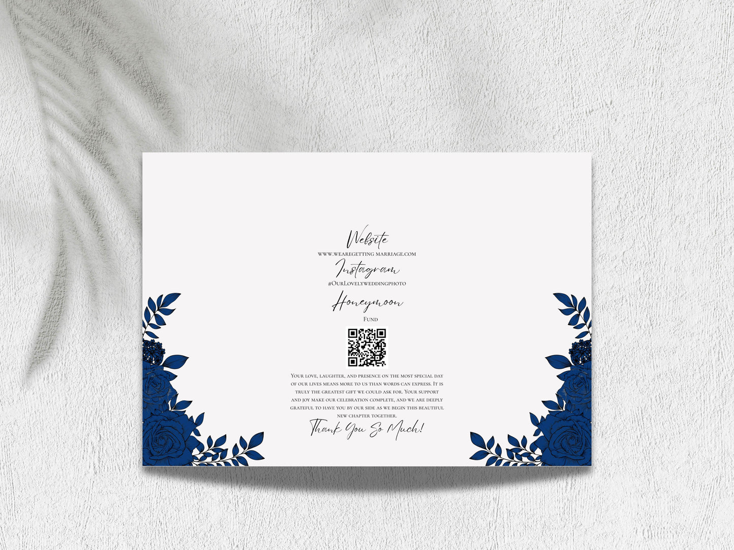 Elegant Gatefold Wedding Invitation | Blue Floral Printable Invite | Modern Ceremony Reception Card | Editable Template. WI133