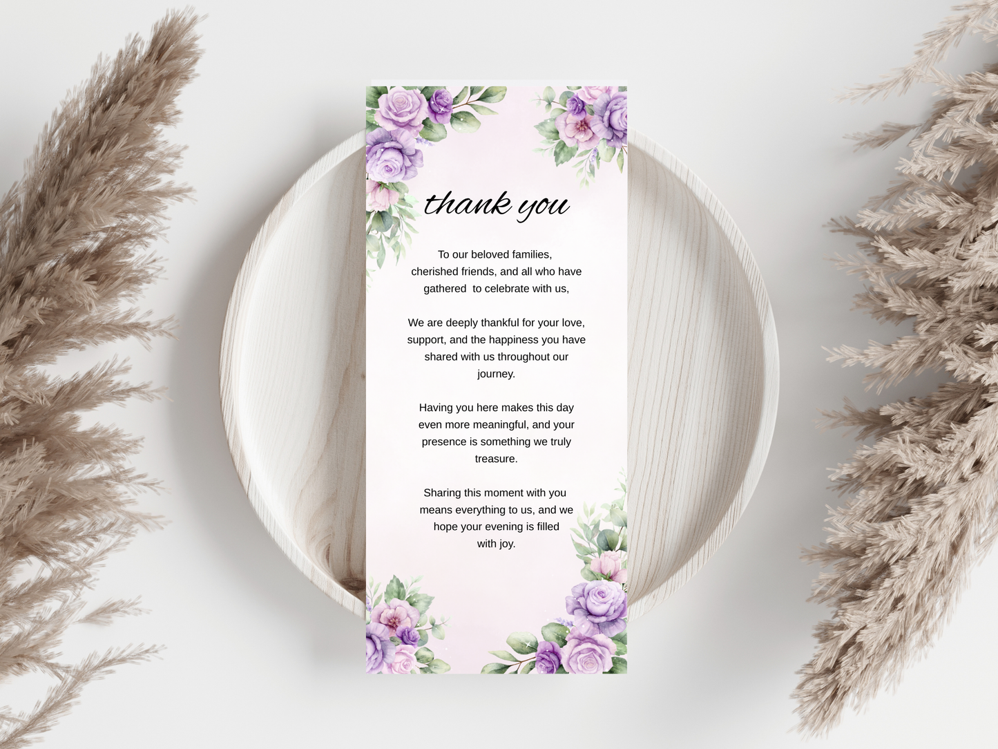 Wedding Thank you Card, Menu Card, Table Card. WI355