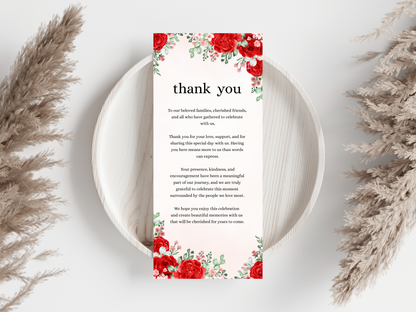 Wedding Thank you Card, Menu Card, Table Card. WI371