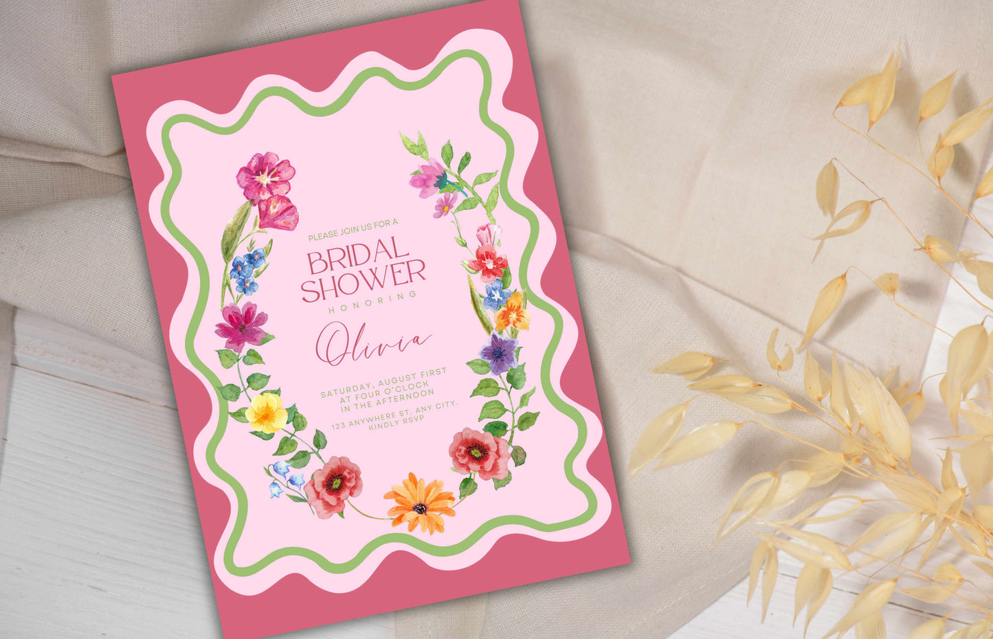 Floral Bridal Shower Invitation | Customizable Invitation Template | Wildflower Bridal Shower | Whimsical Bridal Shower | WSB40