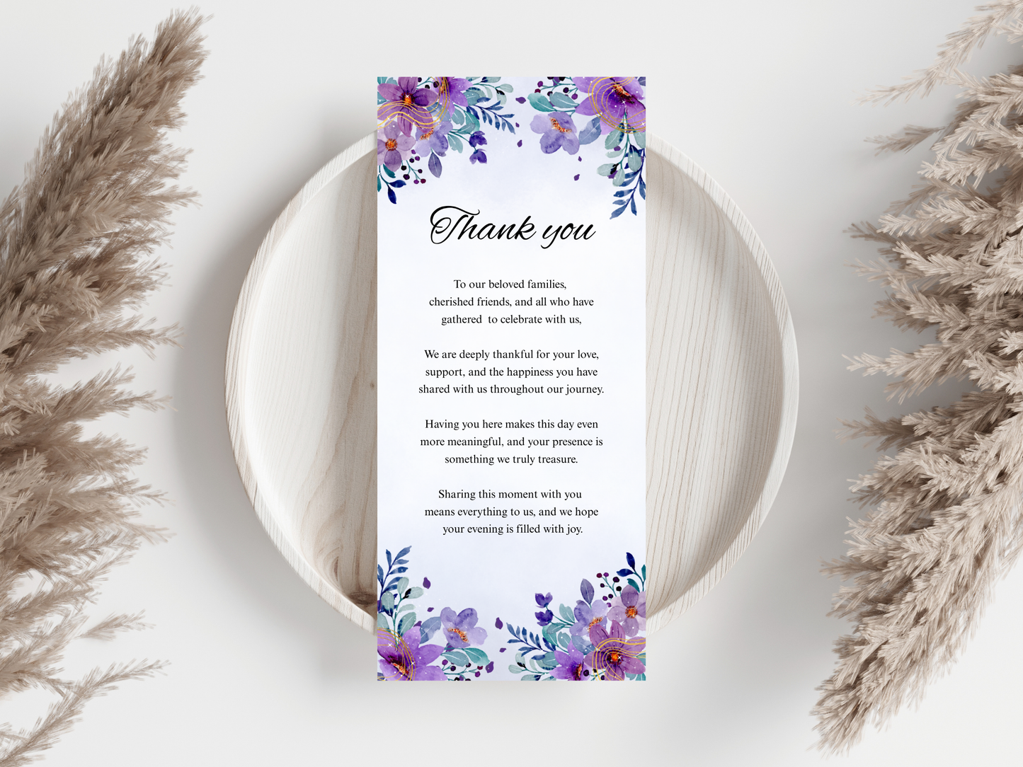 Wedding Thank you Card, Menu Card, Table Card. WI344