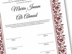 Nikkah Certificate Digital Download Personalised, A4, A3, Template, Editable, Nikkah Nama, Nikkah Contract, 273 Muslim Contract.