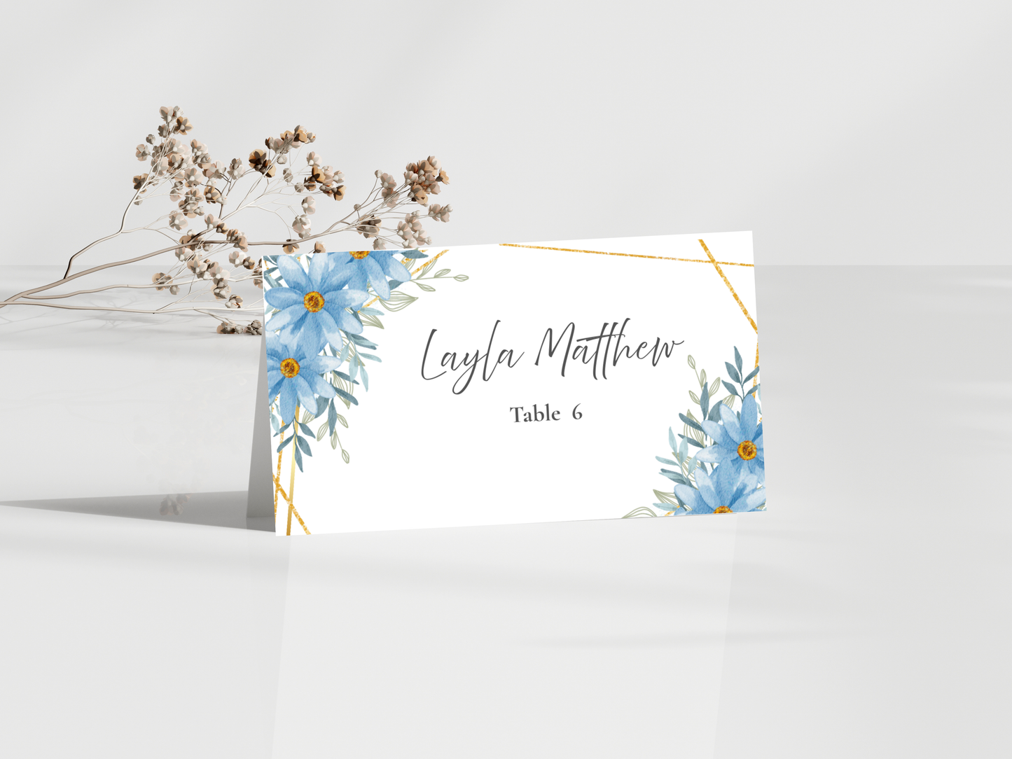 Floral Wedding Menu & Thank You Template | Editable Canva Place Card. WI209