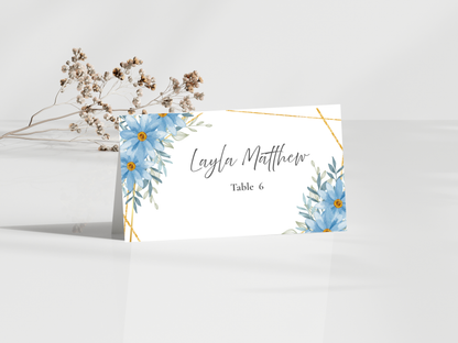 Floral Wedding Menu & Thank You Template | Editable Canva Place Card. WI209