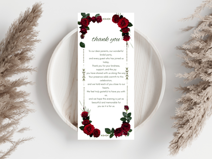 Wedding Thank you Card, Menu Card, Table Card. WI304