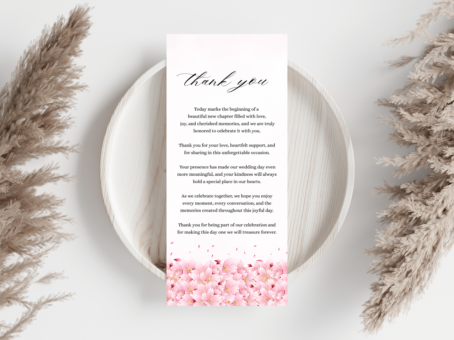 Cherry Blossom Wedding Menu, Table, Thank you, Editable Cards MTC420