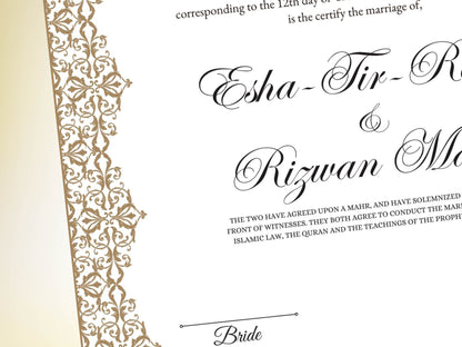 Nikkah Certificate, Nikkah Islamic Marriage Certificate, Printable, Custom Name Nikkah. Quran Verse, Digital Download. NN246