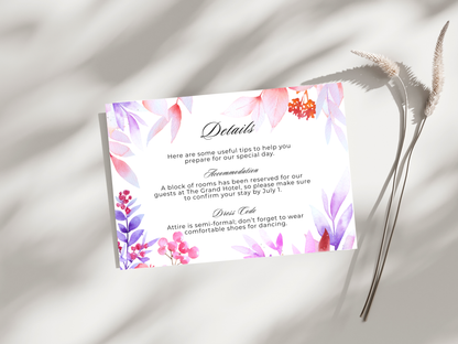 Wedding Invitation Bundle, RSVP, Thank You Card, Table Card, Menu Card, Reception Card, Details Card. WI252