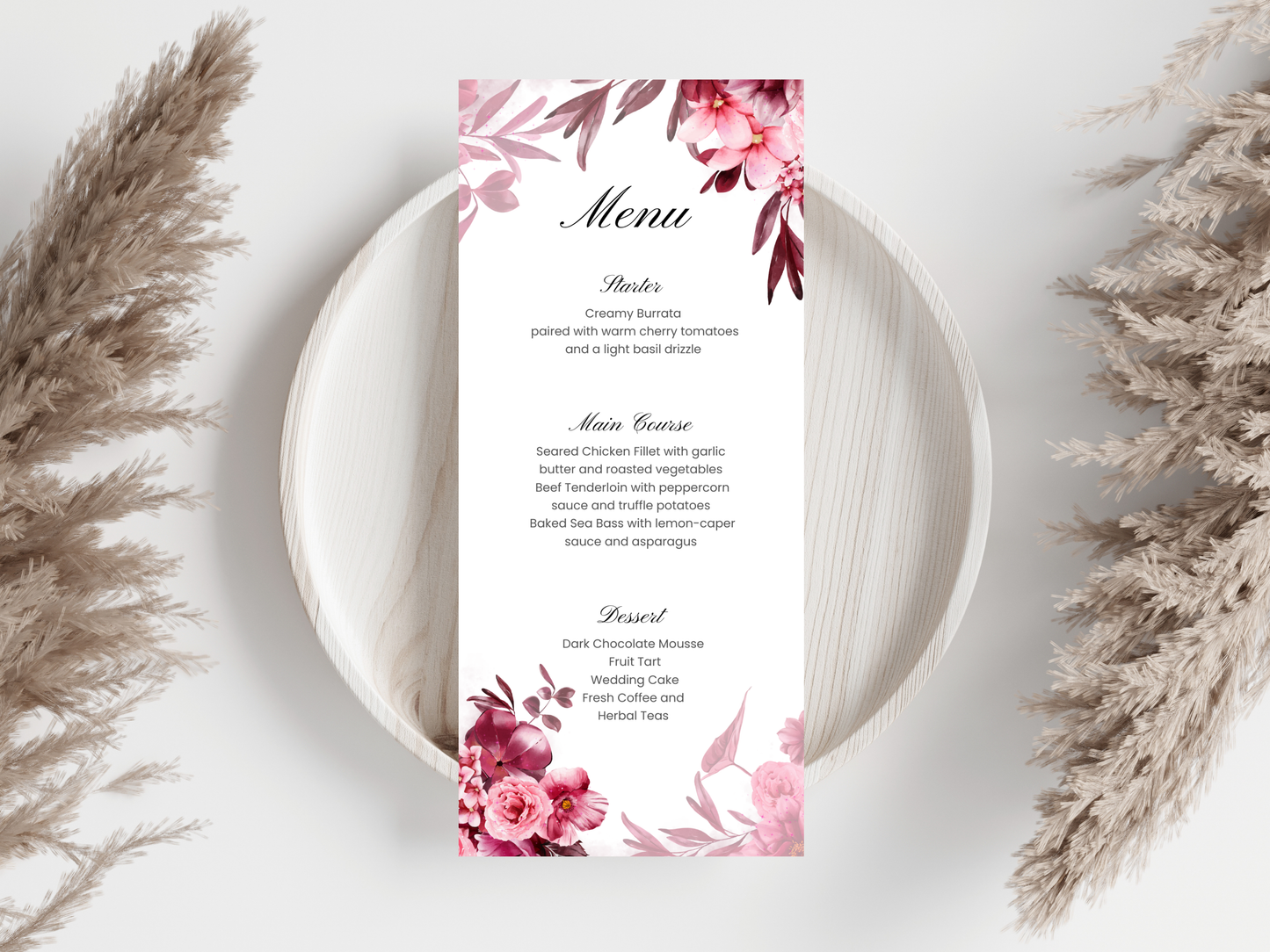 Wedding Menu Template | Editable Canva Place Card. WI212