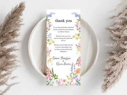 Wedding Thank you Card, Menu Card, Table Card. WI364