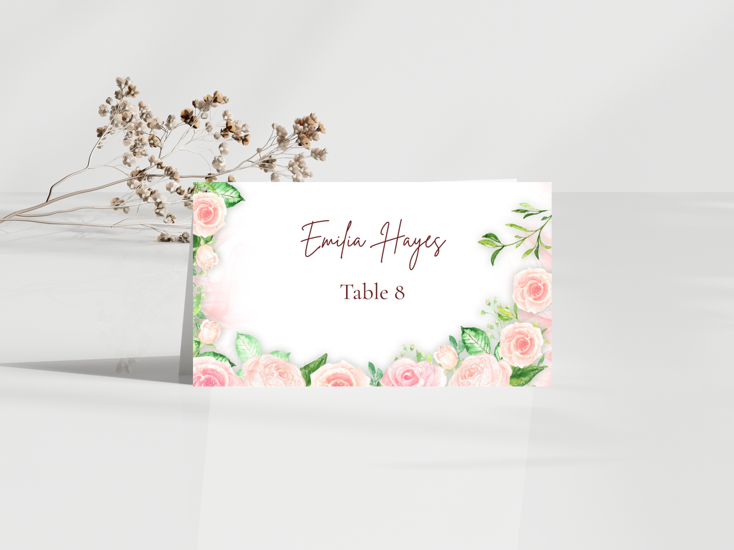 Floral Wedding Menu Template, Thank You Card. WI196