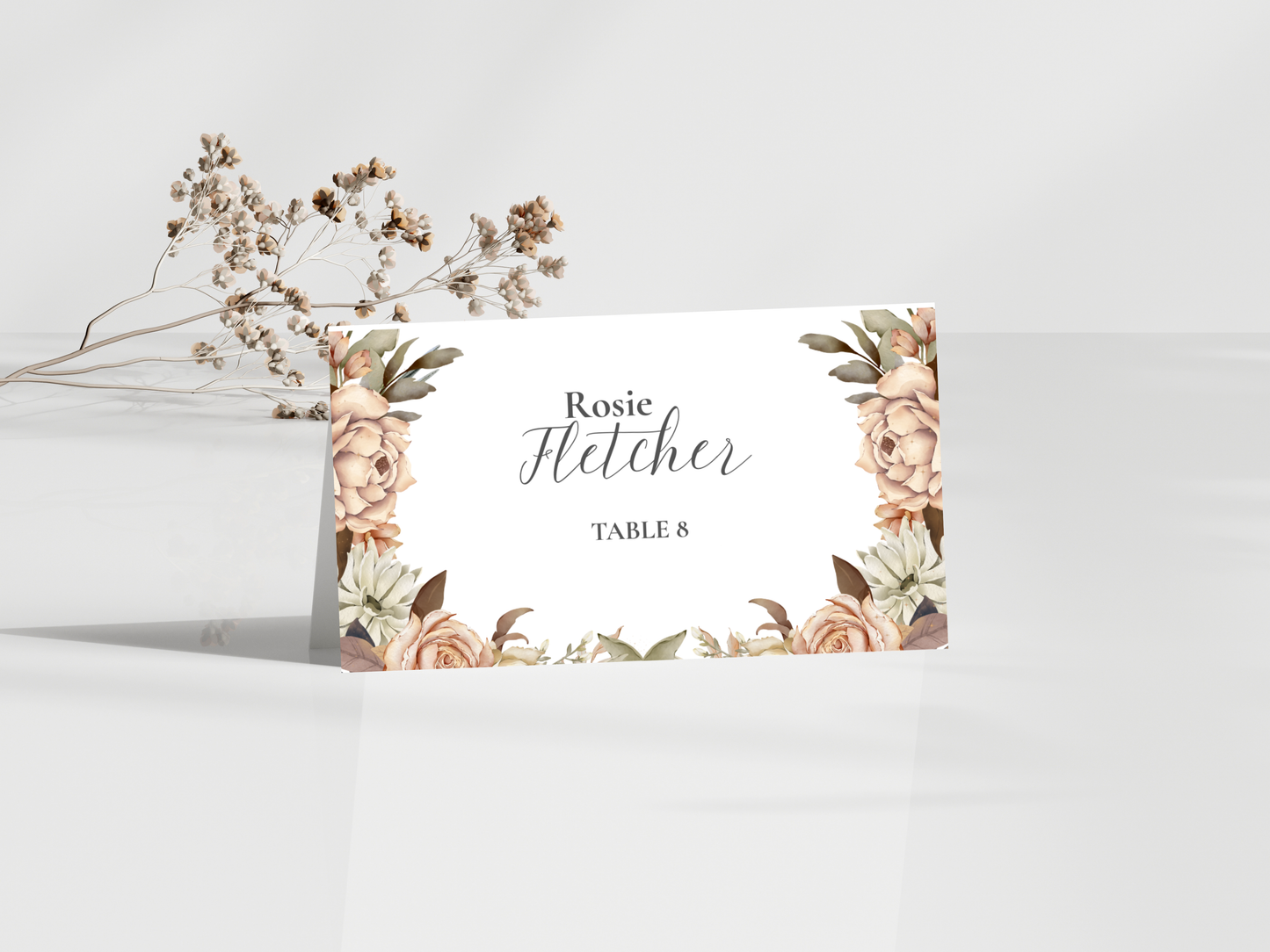 Wedding Menu & Thank You Template | Editable Canva Place Card. WI218
