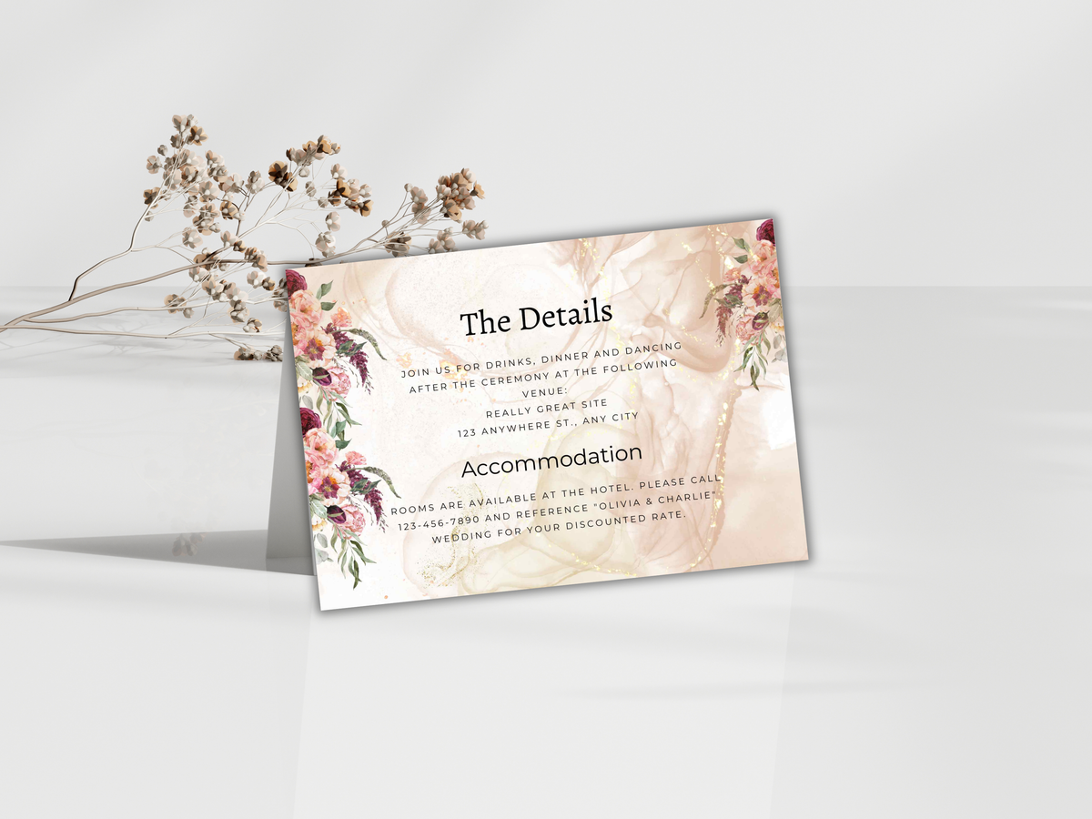 Wedding Invitation Bundle, RSVP, Thank You Card, Table Card, Menu Card, Reception Card, Details Card. WI270
