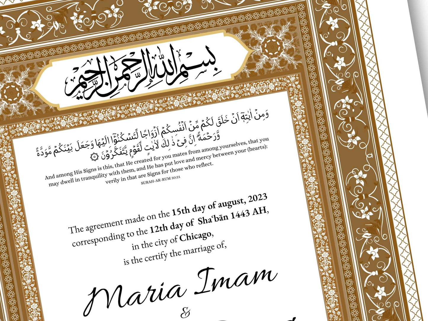 Nikkahnama | Custom Luxury Nikkah Contract | Mughal | Mughal | Inspired Luxury Nikkahnama | Nikkah Certificate in Pdf Template. NN166