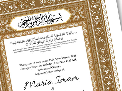 Nikkahnama | Custom Luxury Nikkah Contract | Mughal | Mughal | Inspired Luxury Nikkahnama | Nikkah Certificate in Pdf Template. NN166