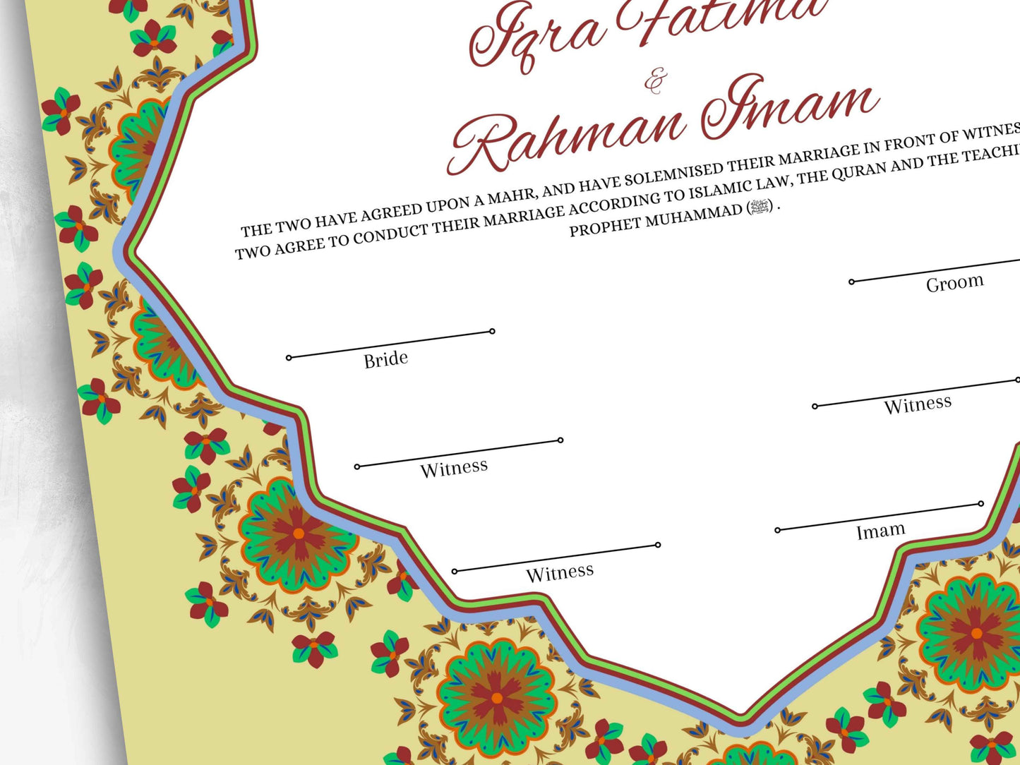 Nikkah Certificate Digital Download Personalised, A4, A3, Nikkah Contract, Muslim Nikkah Certificate Template, Instat Download. NN231