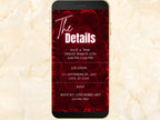 Red Birthday Party Invitation Template, Digital Red Rose  Birthday Dinner Invitation, Red Rose Birthday Evite, Editable Template. BEI19