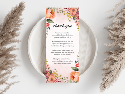 Wedding Thank you Card, Menu Card, Table Card. WI345