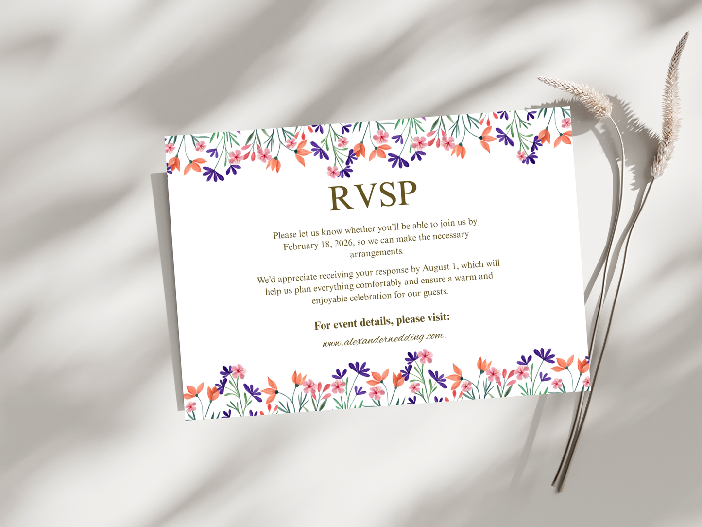 Wedding Invitation Set, RSVP, Wedding Invitation, Details, Editable, Template, WI259