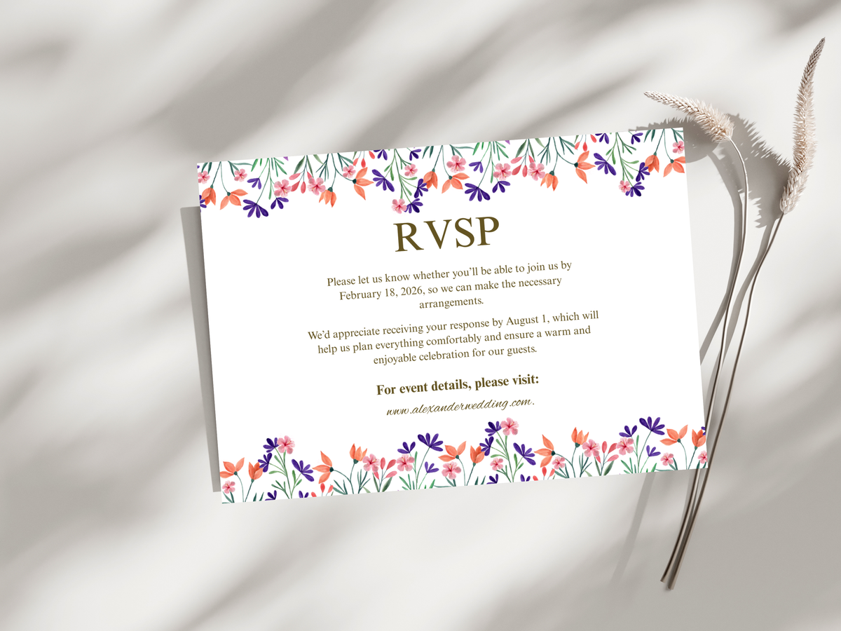 Wedding Invitation Set, RSVP, Wedding Invitation, Details, Editable, Template, WI259