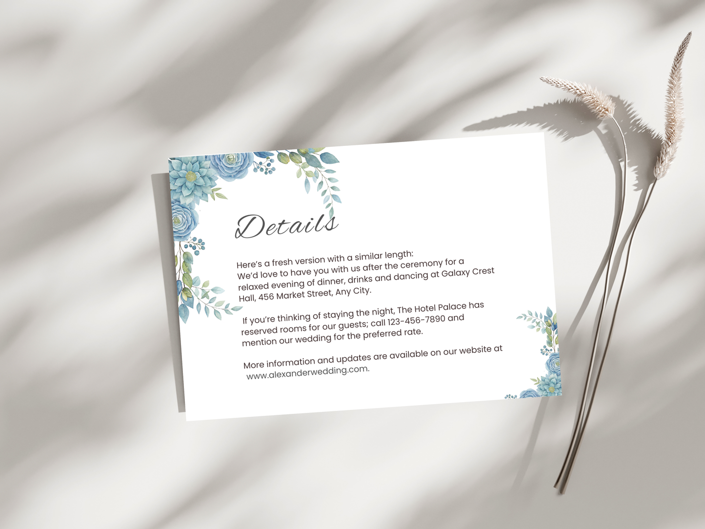 Wedding Invitation Set, RSVP, Dark Floral, Wedding Invitation, Details, Editable, Template, WI241