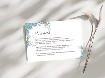 Wedding Invitation Set, RSVP, Dark Floral, Wedding Invitation, Details, Editable, Template, WI241