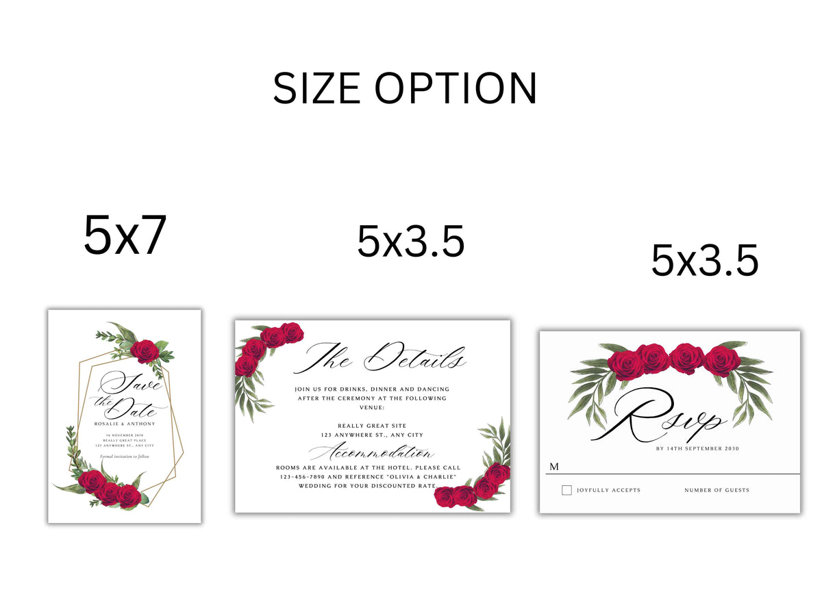 Red Rose Wedding Invitation Template , Red rose Invite, Elegant Red Rose wedding Invitation, Editable, Rsvp, Details, Digital Download.WT86