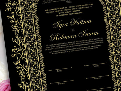 Islamic Marriage Certification | Nikahnama | Contract | A4/A3 | Muslim Wedding | Printable Nikkah Certificate | Digital Download. NN225