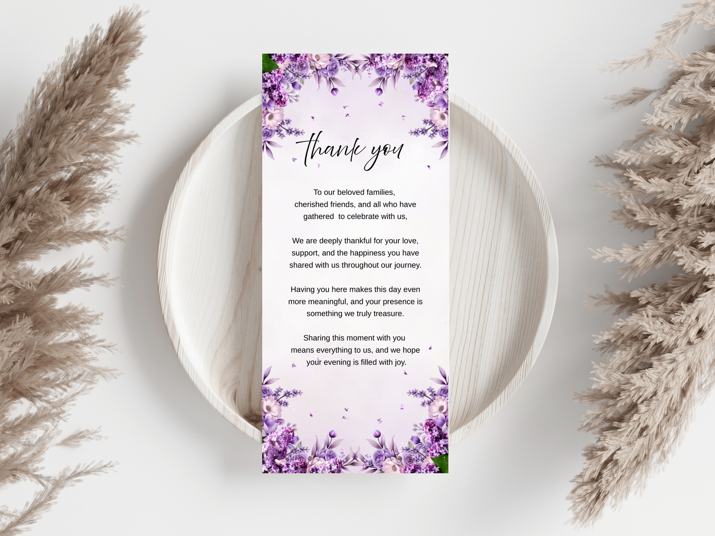 Wedding Thank you Card, Menu Card, Table Card. WI347