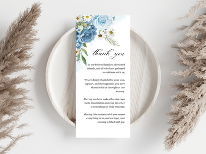 Wedding Thank you Card, Menu Card, Table Card. WI335