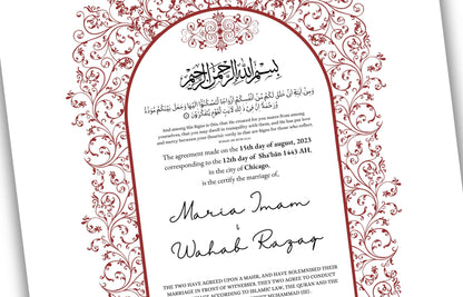 A4/A3 Nikkah Contract, Digital Printable Personalised Customised Nikkah Certificate, Digital Download, Islamic Marriage Contract. NN151